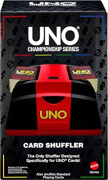 Mattel Games UNO Championship Series Card Shuffler for UNO Cards and Compatible with Standard Decks, Push-Button, Shuffles up to 224 Cards