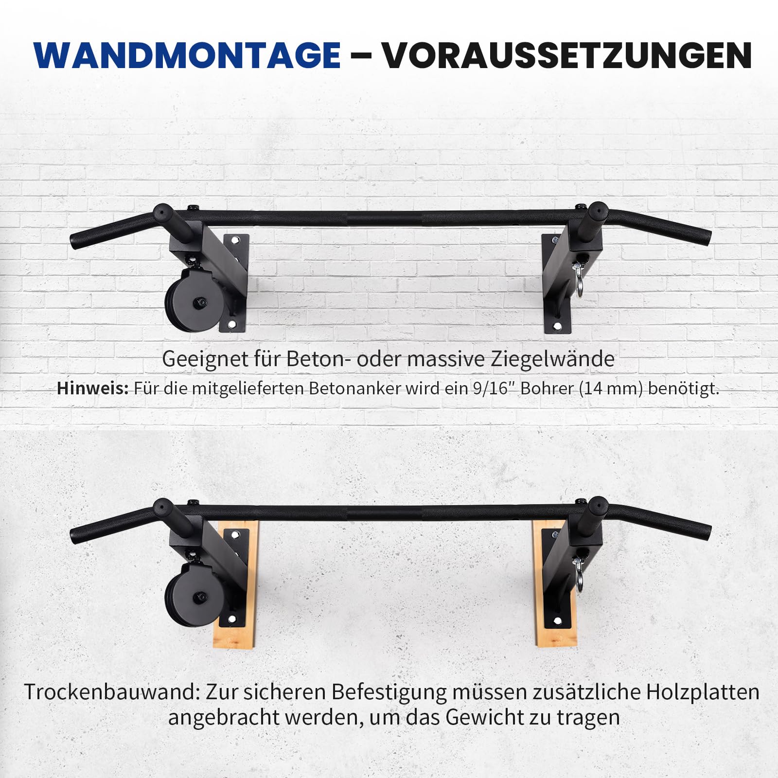 LIONSCOOL Klimmzugstange Wand mit Seilzug-System, Mehrgriff-Klimmzugstange mit Kabelzug, Pull Up Bar mit Kabelzug-System, ideal für das Heim-Fitnessstudio