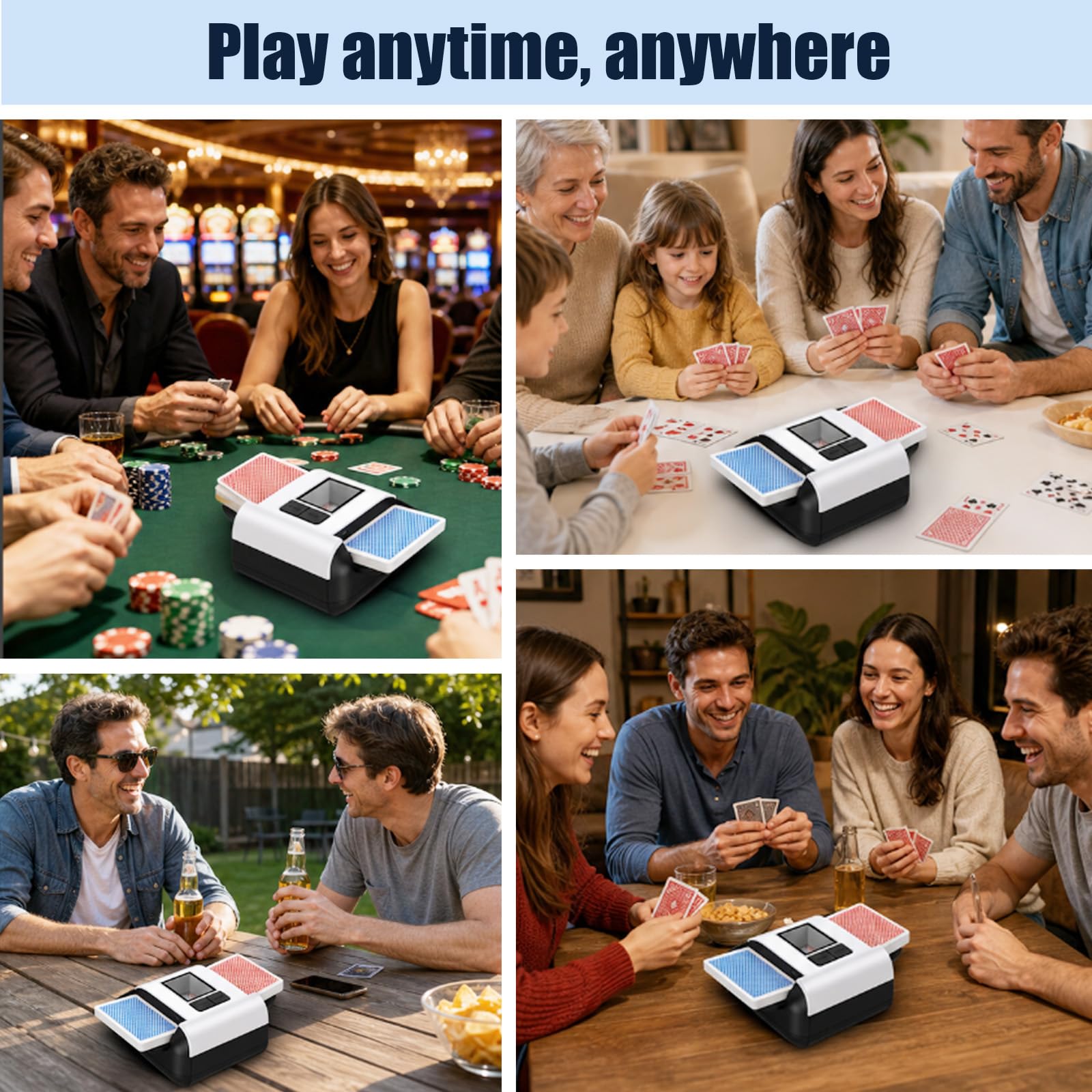 Shuffler automatico di carte, Shuffler per carte ricaricabile, 2 mazzi, batteria integrata da 2000 mAh, ricarica USB-C, a basso rumore per carte da gioco UNO UK