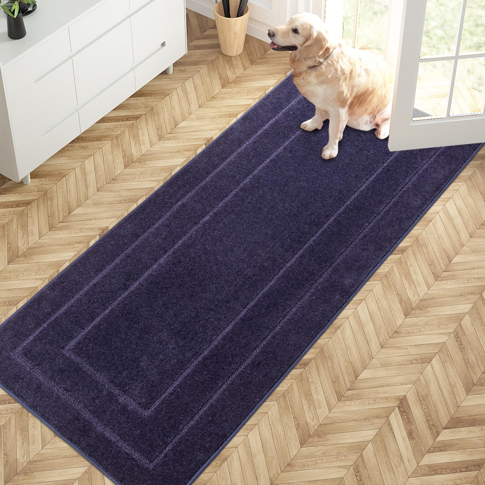 Paillasson anti-saleté PURRUGS 81x177 cm tapis absorbant et antidérapant grand format