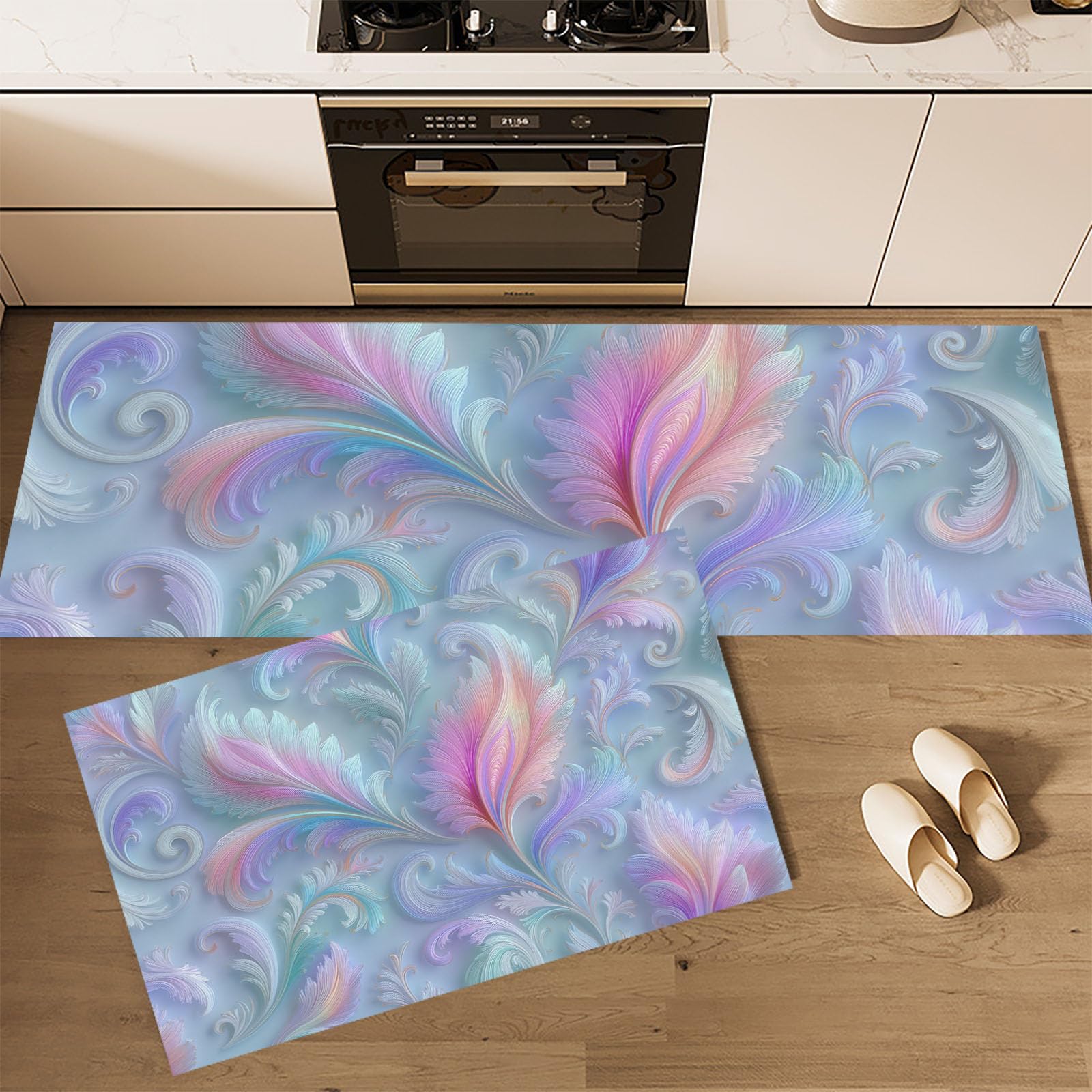 Juego de alfombras de cocina de 50x80 y 50x150 cm con base antideslizante