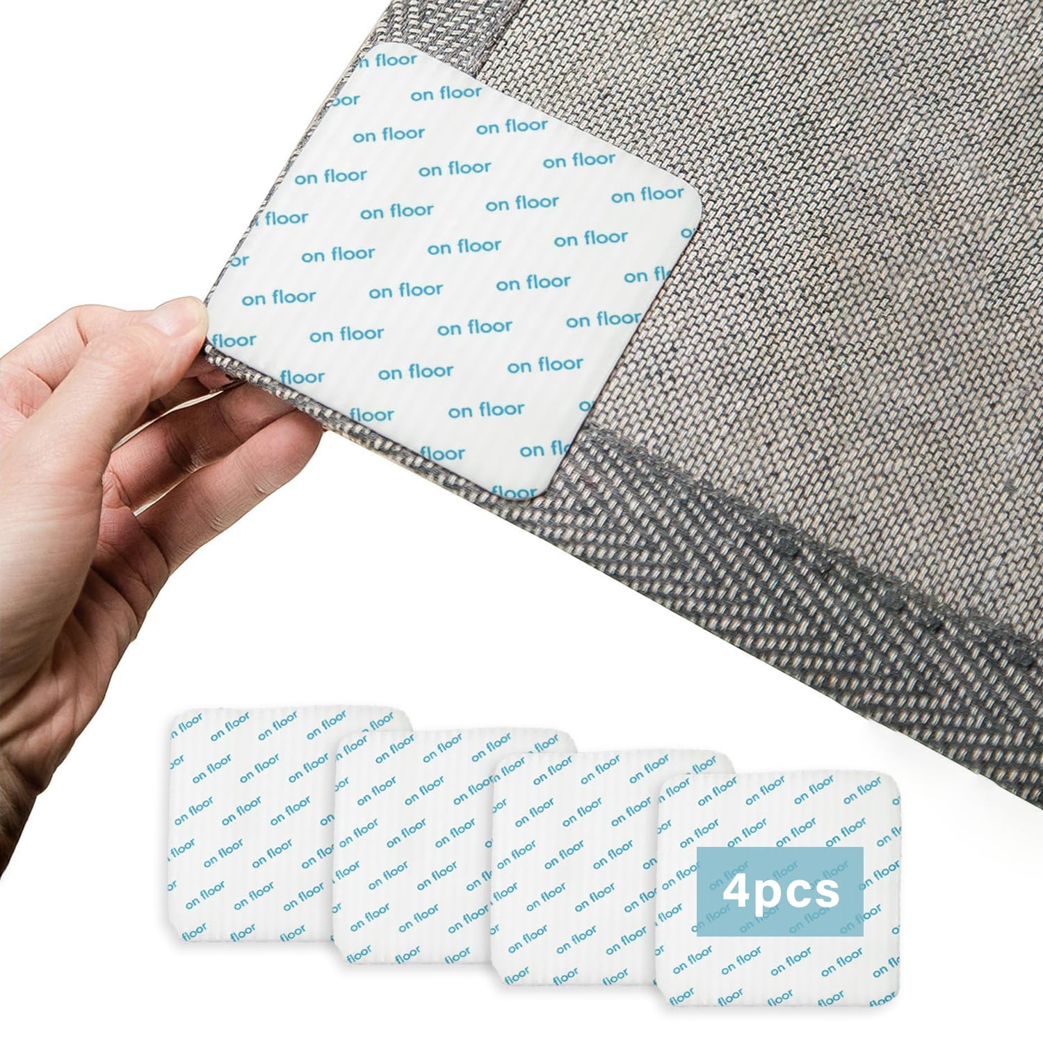 Non Slip Washable Grippers For Rug, Rug Pads Grippers, New Materials to Anti Curling Rug Pad : Keep Your Rug in Place & Make Corner Flat and Easily Peel Off (4 Pcs)-image-18