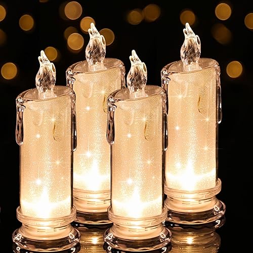Miniatura 12 de 6 piezas de velas LED, velas sin llama que funcionan con pilas, velas falsas de pilar, velas artificiales para decoración para San Valentín, boda