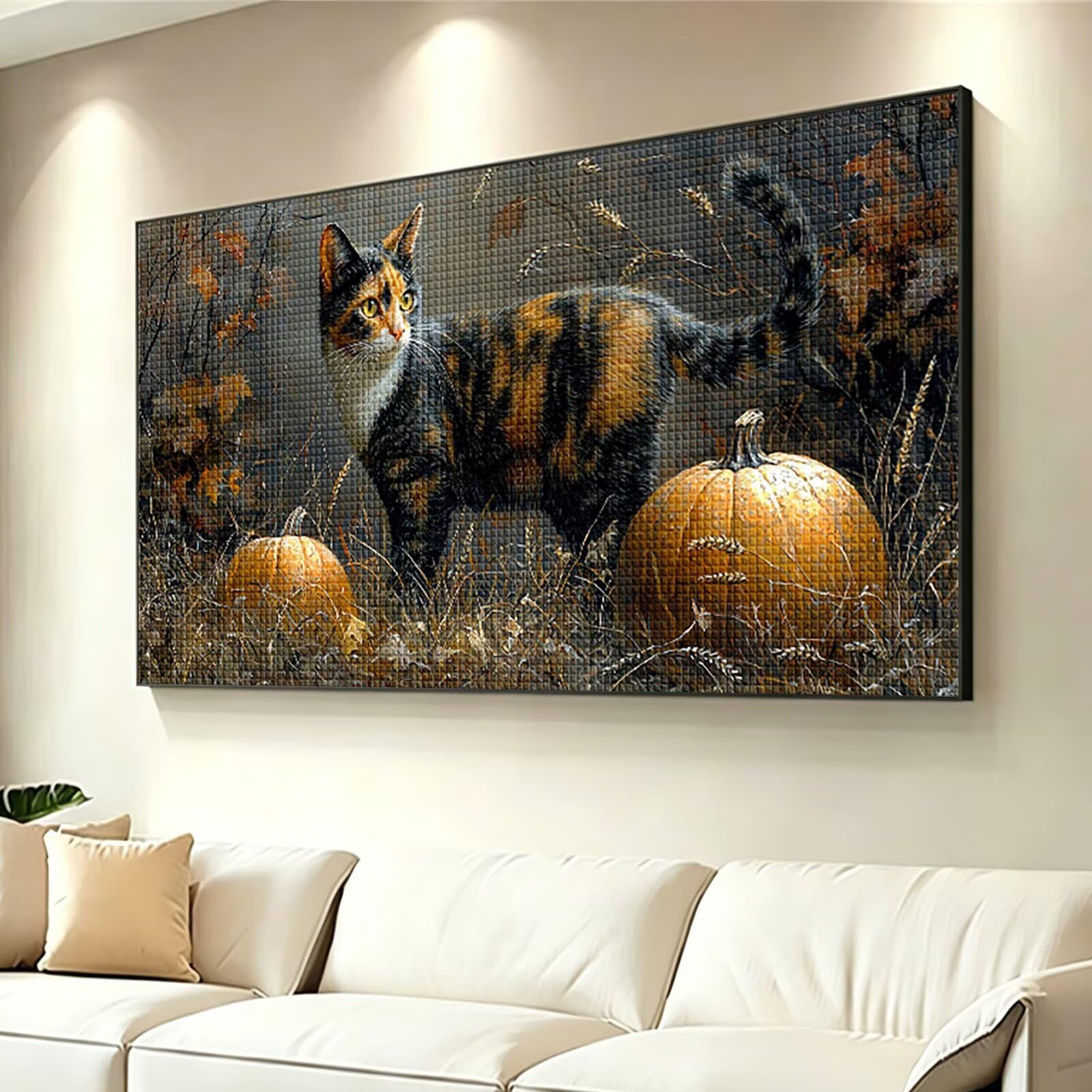 Diamond Painting Grande 180x90cm Gato Diamond Painting Adultos, DIY Calabaza Pintura de Diamante Manualidades Adultos, 5D Cuadrado Rhinestone Bordado Punto de Cruz para Home Decoration Regalo 0J-143