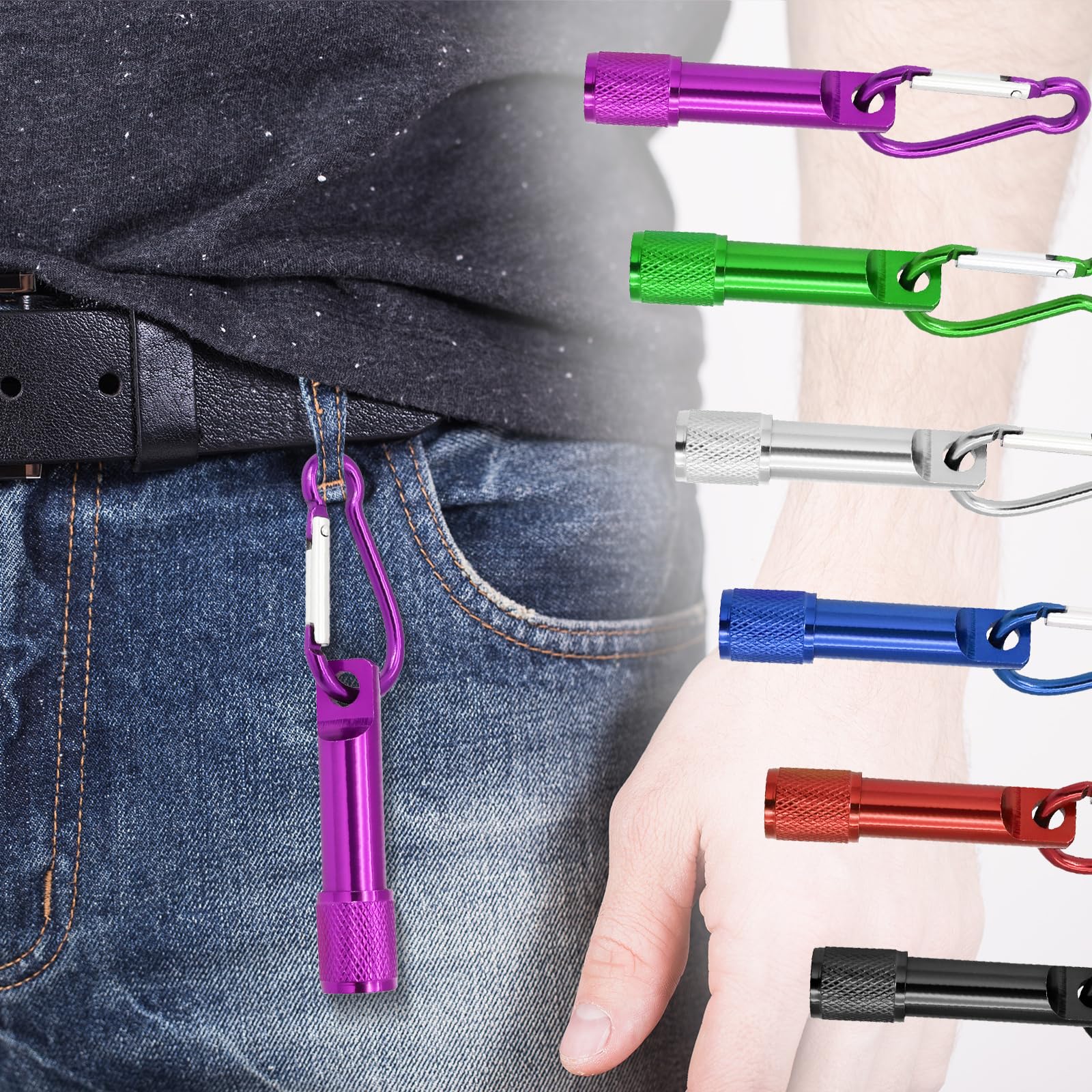 Lot de 30 mini porte-clés en vrac, lampes LED ultra lumineuses avec mousqueton en métal, lumières d'urgence compactes pour camping, randonnée, cyclisme, kits de survie