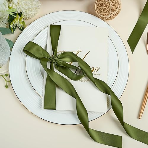 Miniatura 4 de Cinta de musgo, cinta de seda satinada verde oliva oscuro de 1 pulgada para decoración de boda, ramo de novia, manualidades, envoltura de regalos,