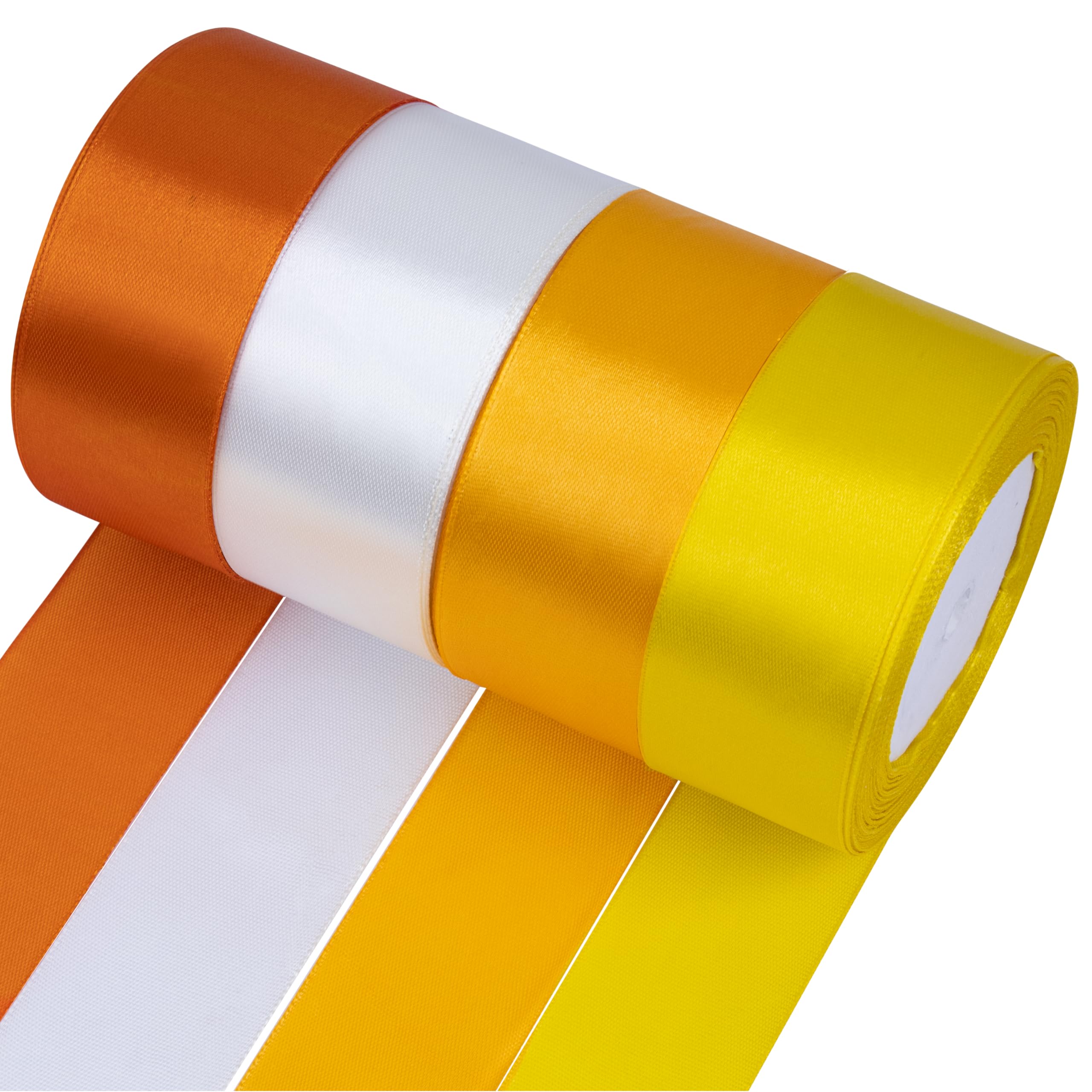 Foshird Yellow Satin Ribbon 40mm Orange Thick Ribbon for Gift Wrapping Polyester Ribbons for Crafting Hair Bows Party Decorations Wedding Car Cake Christmas