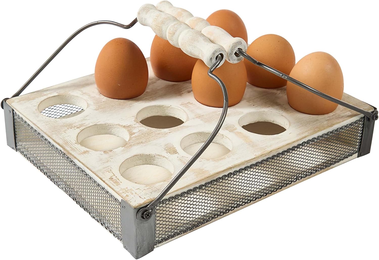 Park Designs Roost 12 Egg Crate, Dozen Eggs Capacity Portable Carrier Tray Basket, Vintage Food Organizer Holder with Handles for Country Farmhouse Kitchen Decor & Easter Countertop Decoration Display