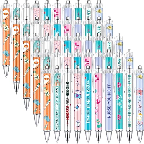 Bolígrafos de enfermera, bonitos bolígrafos de enfermera, bonitos bolígrafos retráctiles de enfermería, bolígrafos de tinta divertida para