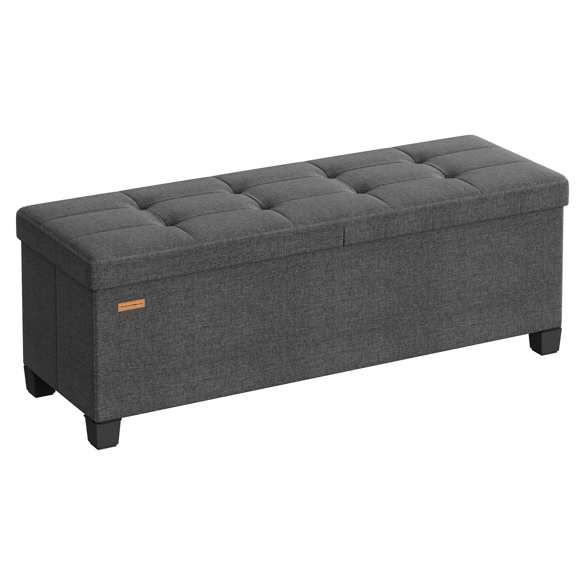 Baúl de Tela con Aspecto de Lino Gris Pizarra Banco de 110 cm