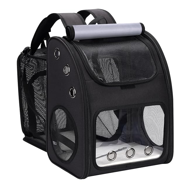 COVONO Mochila transportadora expandible para gatos, mochila portátil para mascotas, para gatos