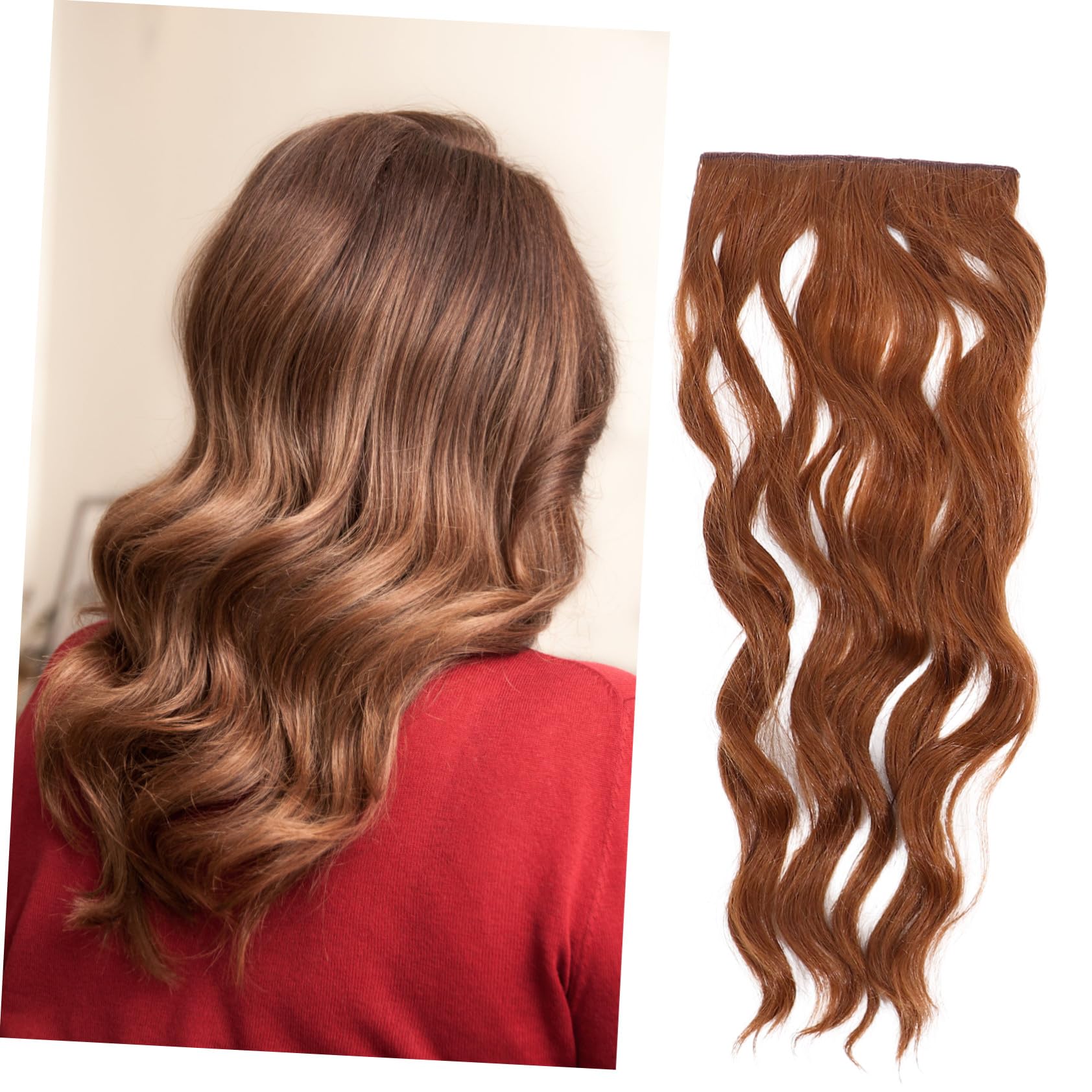 4 piezas Extensiones Clip Pelo Ondulado Rizado Accesorios de Peinado para Mujer Peluca de Alta Temperatura Postizos Reutilizables y Naturales