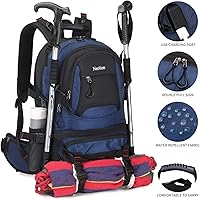 Vista 2 de Nerlion 40L Hiking Backpack Travel Backpack for Men Women Camping Waterproof Outdoor Hiking Daypack Lightweight Backpack (Blue)