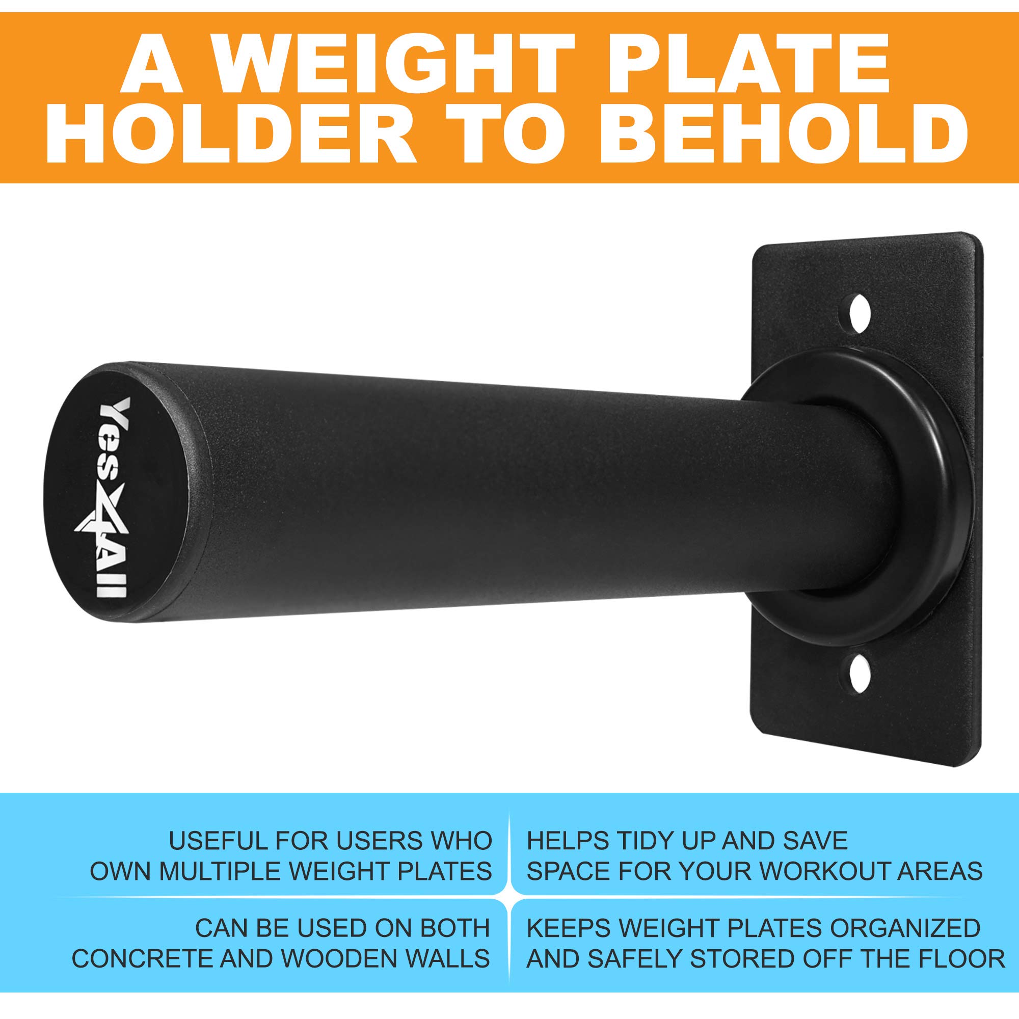 Buy Yes4All Wall Mounted Weight Plate Holder Fit 2inch Olympic Weight