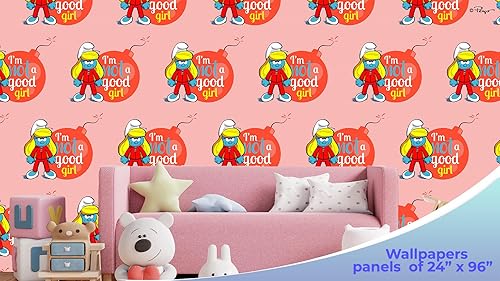 Vista 5 de EGD The Smurfs - Papel tapiz para despegar y pegar de la serie X The Smurfs, colección Prime, papel tapiz temático para diseño de interiores