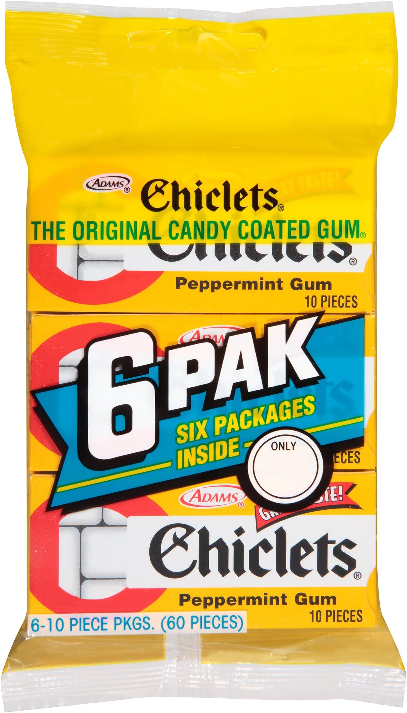 Chiclets Gum, Peppermint, 60 Piece (Pack of 28)