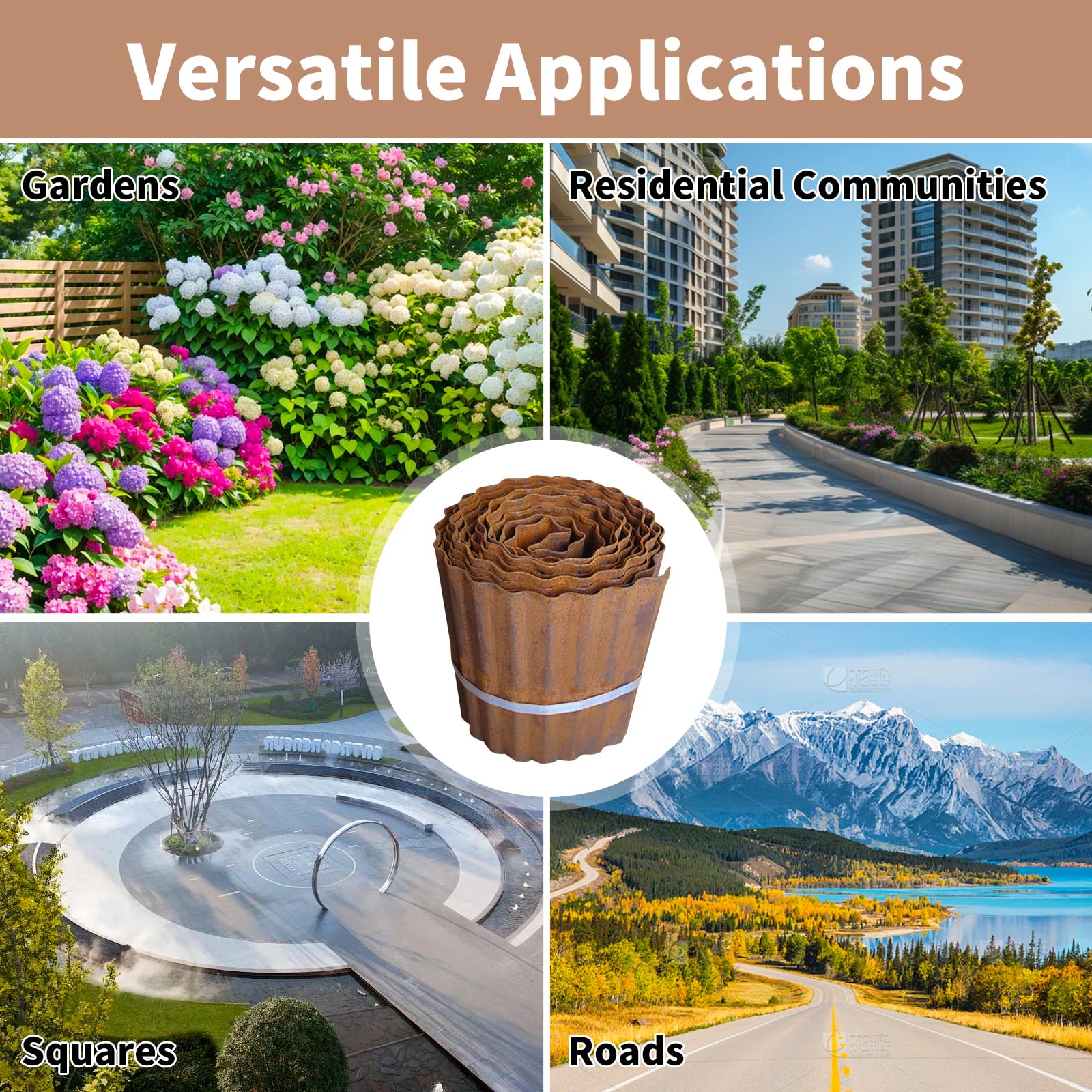 Cortenstahl Beeteinfassung 10 m x 15 cm: Cortenstahl Rasenkante, Beetumrandung Metall Für Garten – Rasenkante Metall Als Beetumrandung Metall Für Rasen, Wege, Blumenbeet