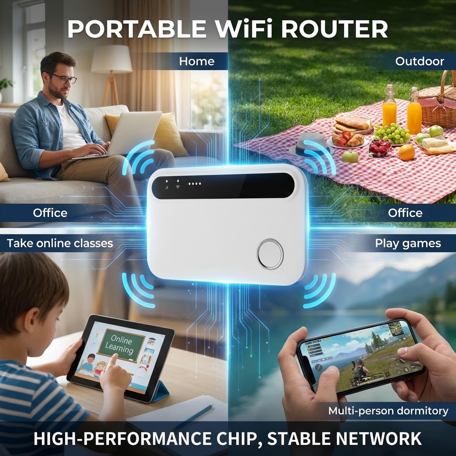 Routeur 5G Portable,WiFi 6 avec Slot SIM Déverrouillé – Modem 5G Carte SIM, Internet Mobile Haut Débit 5G/4G+, Jusqu’à 28 Appareils, Idéal Voyage & Télétravail-M
