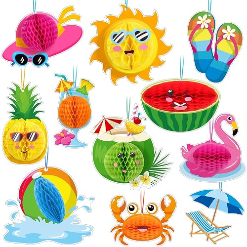 Fullhawl 11 Pcs Summer Beach Hanging Decorations 3D Pool Party