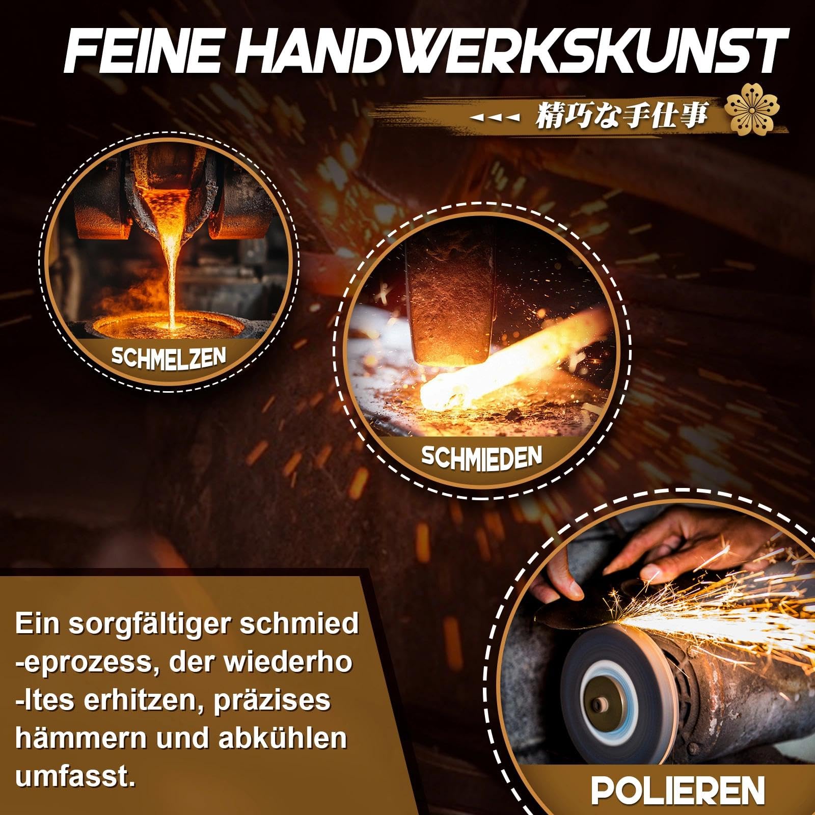 PURPLEBIRD Schwarzes Camping Messer aus Kohlenstoffstahl, Hohe Härte und Schärfe, Outdoor Messer mit Messerscheide aus Ebenholz für die Jagd, Wanderungen, Geschenk für Männer