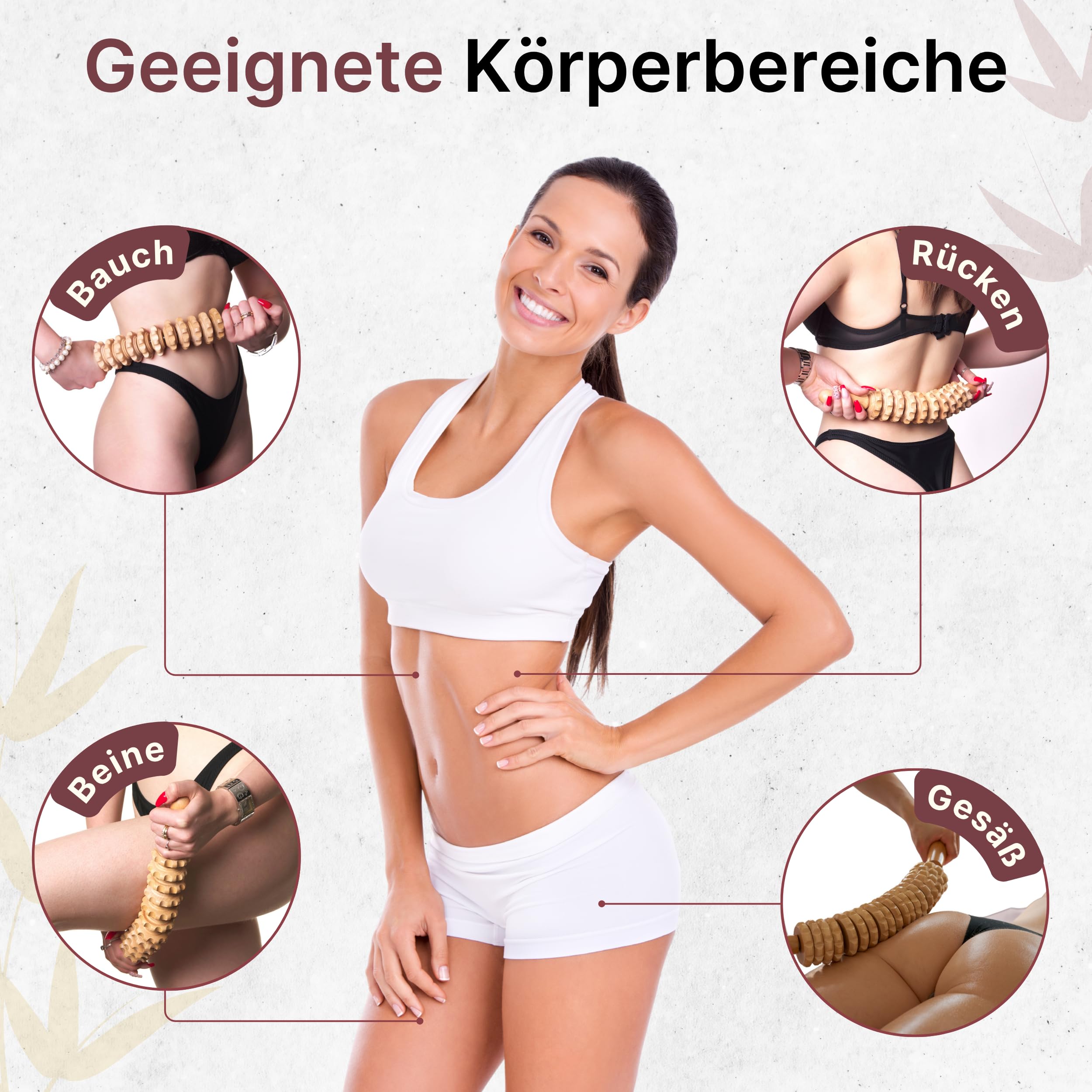 Faszienstab Holz aus Buchenholz für Körper und Cellulite. Faszienrolle Holz, Massageroller Beine, Massagegerät für Maderotherapie. Massage Roller. Inklusive Baumwolltasche