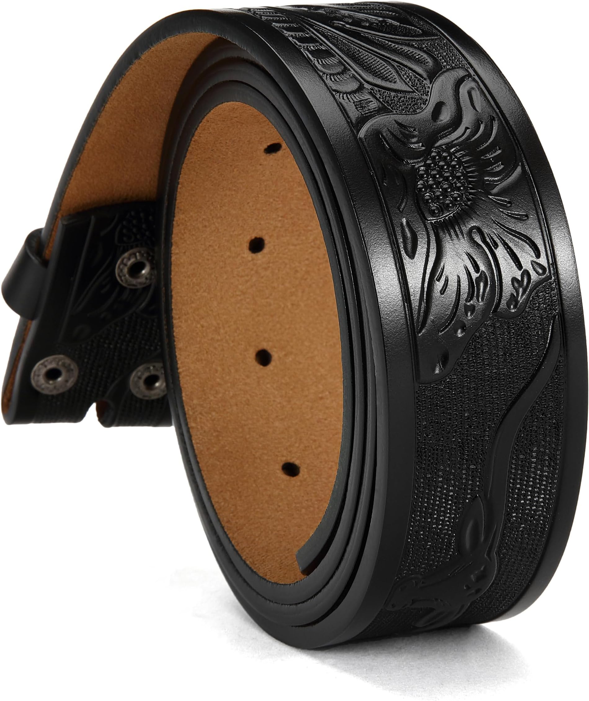 CHAORENWestern Belts for Men without Buckle - Cowboy Belt 1.5" Full Grain Leather Belt for Jeans - One Solid Piece Leather