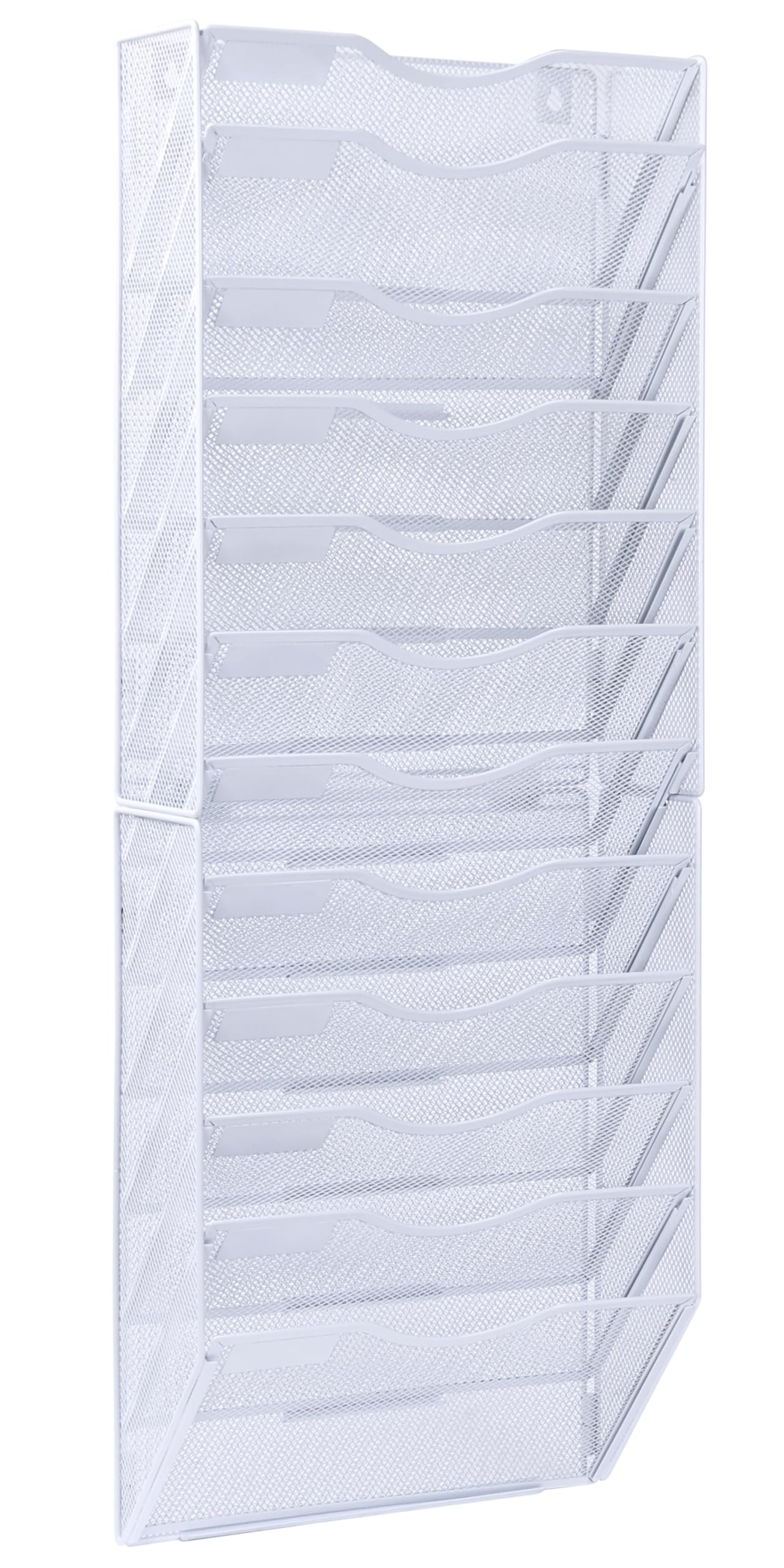 TQVAI 12 Ripiani Organizer Documenti Parete, Metallo Portariviste Parete Scaffale per Documenti A4 Organizzatore Scrivania Ufficio Casa, Bianco