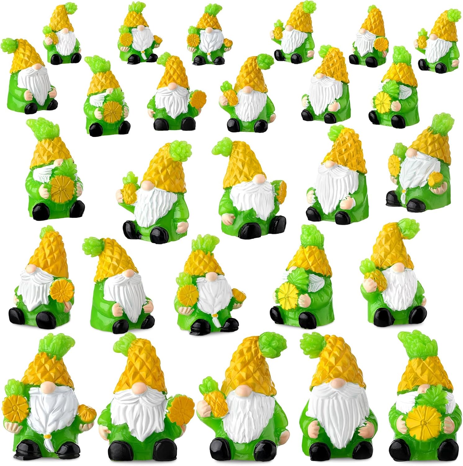 Wesiti 40 Pcs Christmas Pineapple Gnomes Mini Resin Figurine Miniature Resin Statues Tiny Gnomes Figurine for Table Decor Indoor Outdoor Home Garden Plant Pot