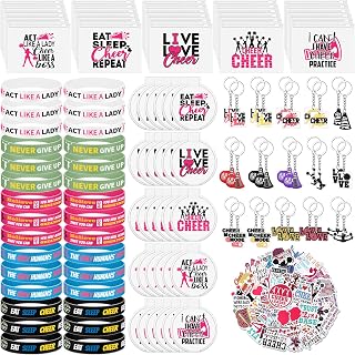 Huquary 121 Pcs Cheerleader Set 30 Makeup Bag Keychain Mirror Wristband
