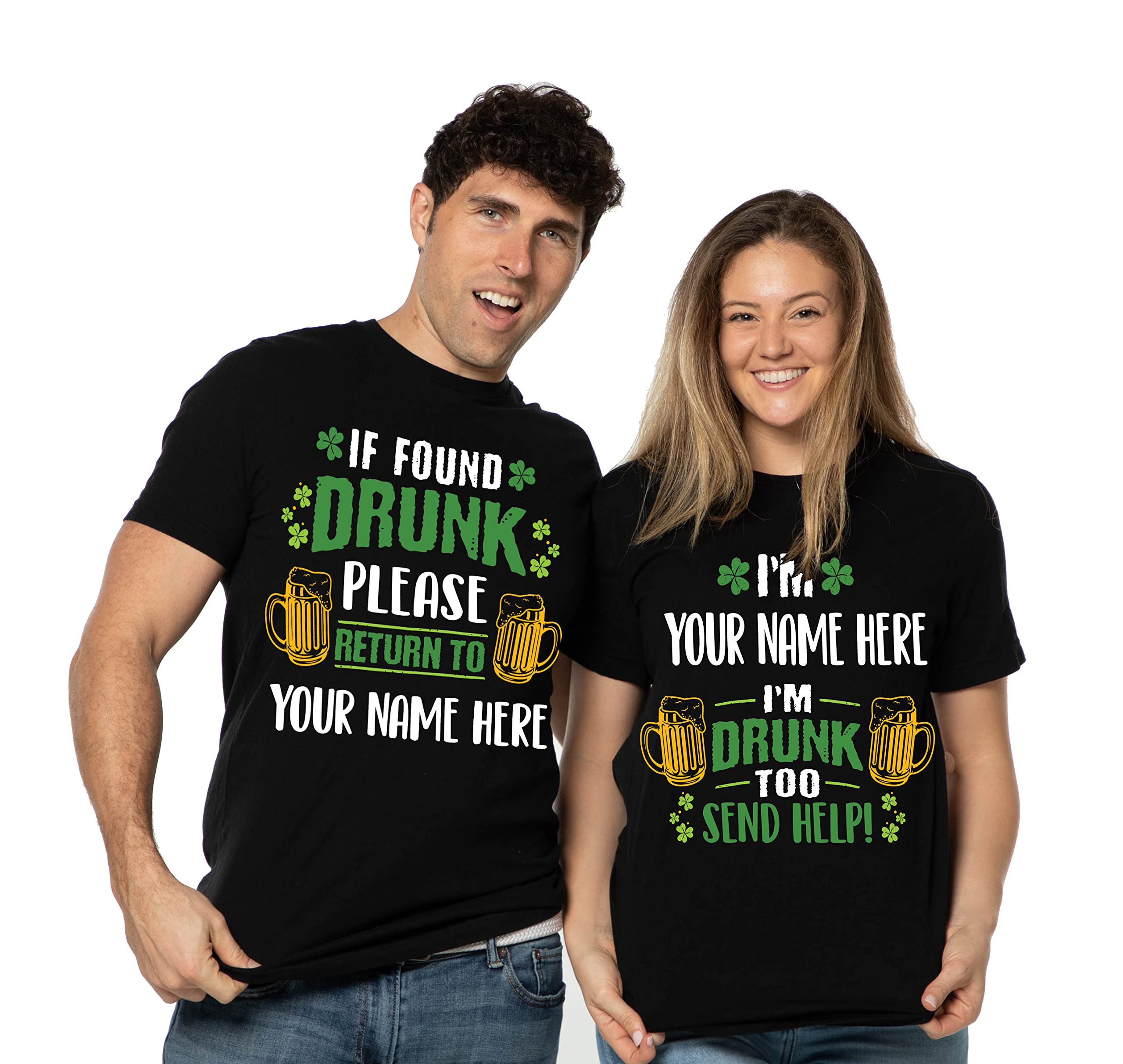 Saint Patrick's Day Custom T-Shirt Couple Add Your Name St. Patricks Men's Women's Shirts