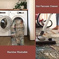 Vista 5 de Morebes Alfombra de pasillo abstracta de 2 x 6 pies para pasillo, alfombra roja de camino de cocina, antideslizante, lavable, antideslizante