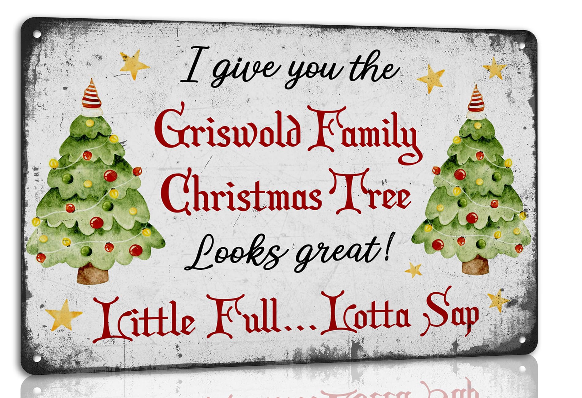 peiyeety Vintage Funny Christmas Tree Little Sap Tin Sign, Kitchen Cafe Christmas Decor, 8X12 Inch