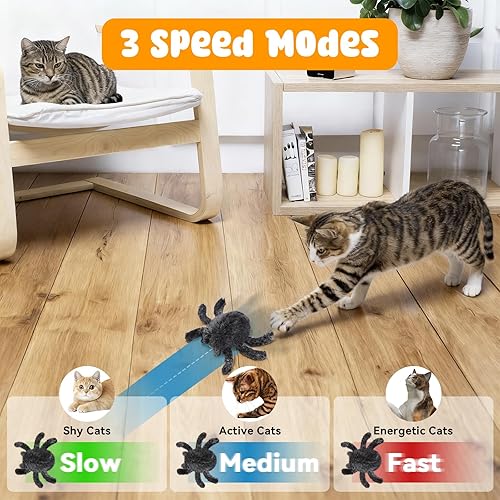 Miniatura 3 de Juguete para gatos con control remoto, 2 modos, juguete para gatos en movimiento, terror, control remoto, araña, Halloween, juguetes interactivos