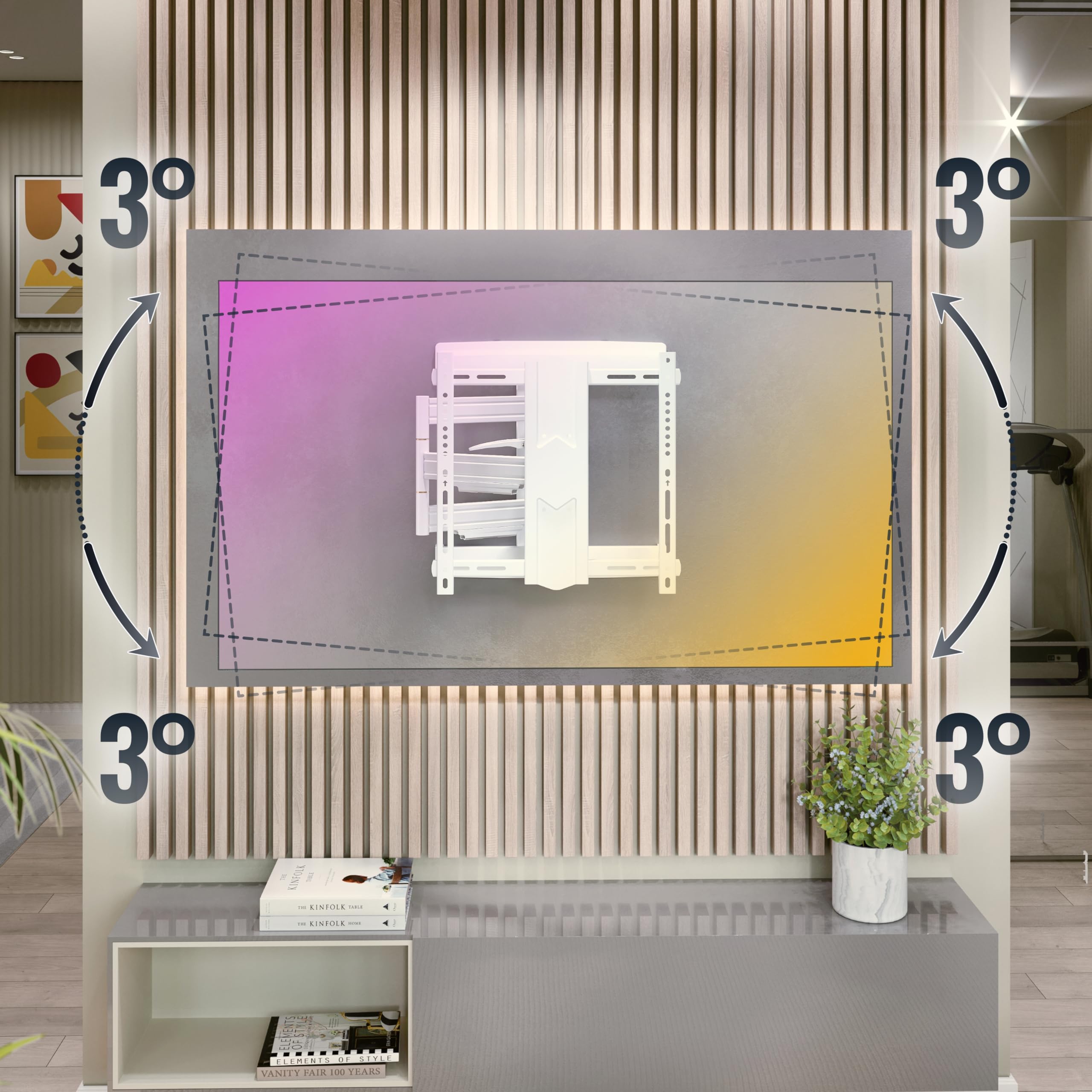 RICOO S5744-W Supporto TV da parete Staffa TV 40-65 pollici per 40 42 43 50 55 65 pollici girevole inclinabile fino a 50 kg max VESA 400x400