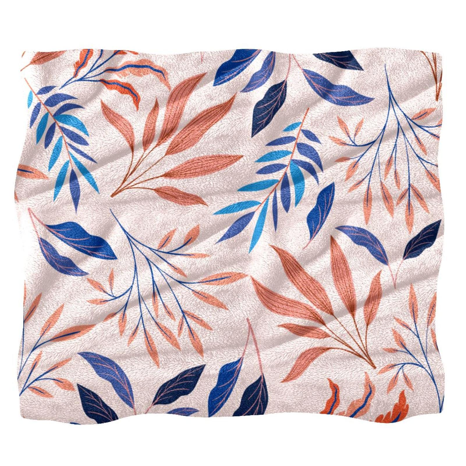 Couverture polaire douce à motif feuilles pour lit et canapé
