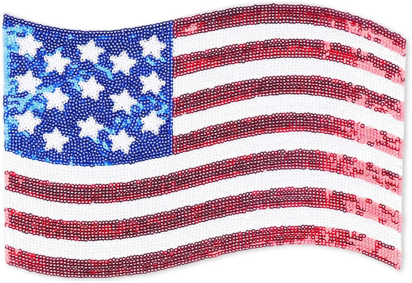 QDTK Large Sequin American Flag Iron on Patches, 10 x 7 Inch Patriotic USA Flag Applique, Glitter 4th of July 250th Anniversary Sew/Iron On Patch for Clothes, Jackets, Backpacks, DIY Crafts Decoration