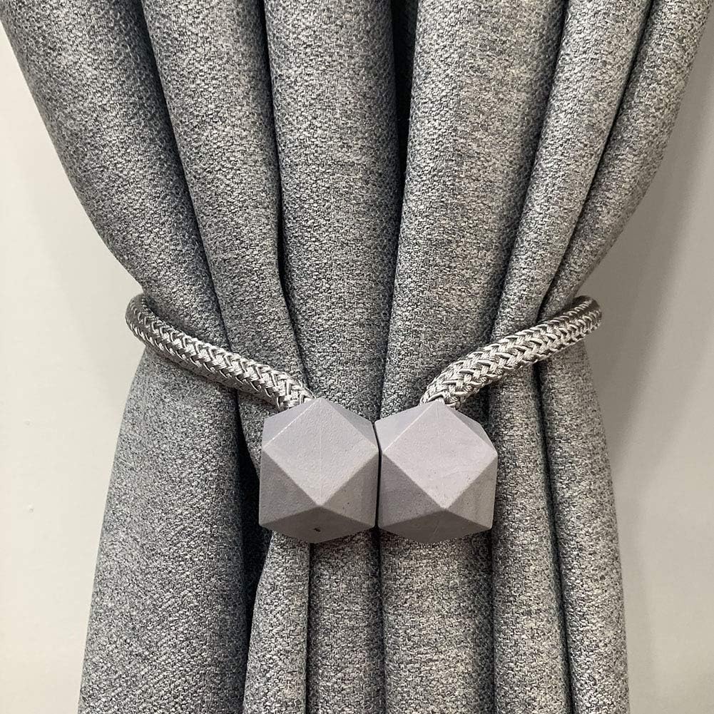 RAMCHAHexa Polyester and Magnet Curtain Tiebacks Drapery Holdbacks Binding Tie Band for Living Room Decoration, Medium, Grey - Set of 6 Pieces