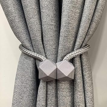 Ramcha Hexa Polyester and Magnet Curtain Tiebacks Drapery Holdbacks Binding Tie Band for Living Room Decoration, Medium, Grey - Set of 8 Pieces