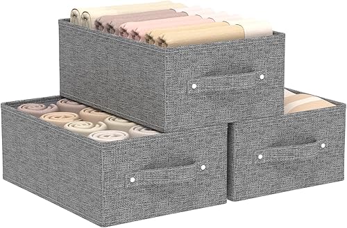 Miniatura 11 de Organizador plegable para guardar ropa, cajas de almacenamiento para organizar el hogar, cestas cúbicas de tela, para oficina y armario, gris