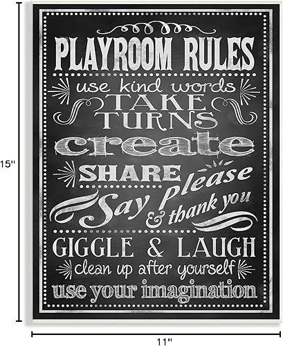 Miniatura 7 de Stupell - Lienzo decorativo para pared, diseño de reglas en blanco y negro para sala de juegos, 16 x 20 pulgadas, multicolor