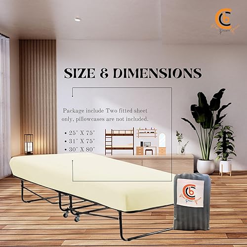 Miniatura 2 de Sábanas para cuna de 25 x 70 x 9 pulgadas para campamento, juego de sábanas bajeras de 2 piezas, cuna de campamento, camas de invitados, color gris