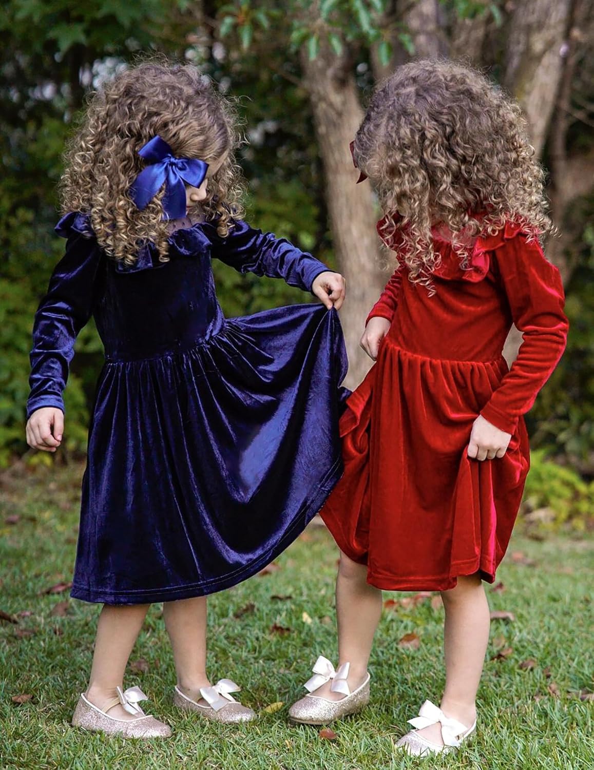 Arshiner - - Arshiner Toddler Christmas Dress Green Velvet Dresses Girls Long Sleeve Princess Birthday Party Gown Formal Fall Winter Clothes 4T