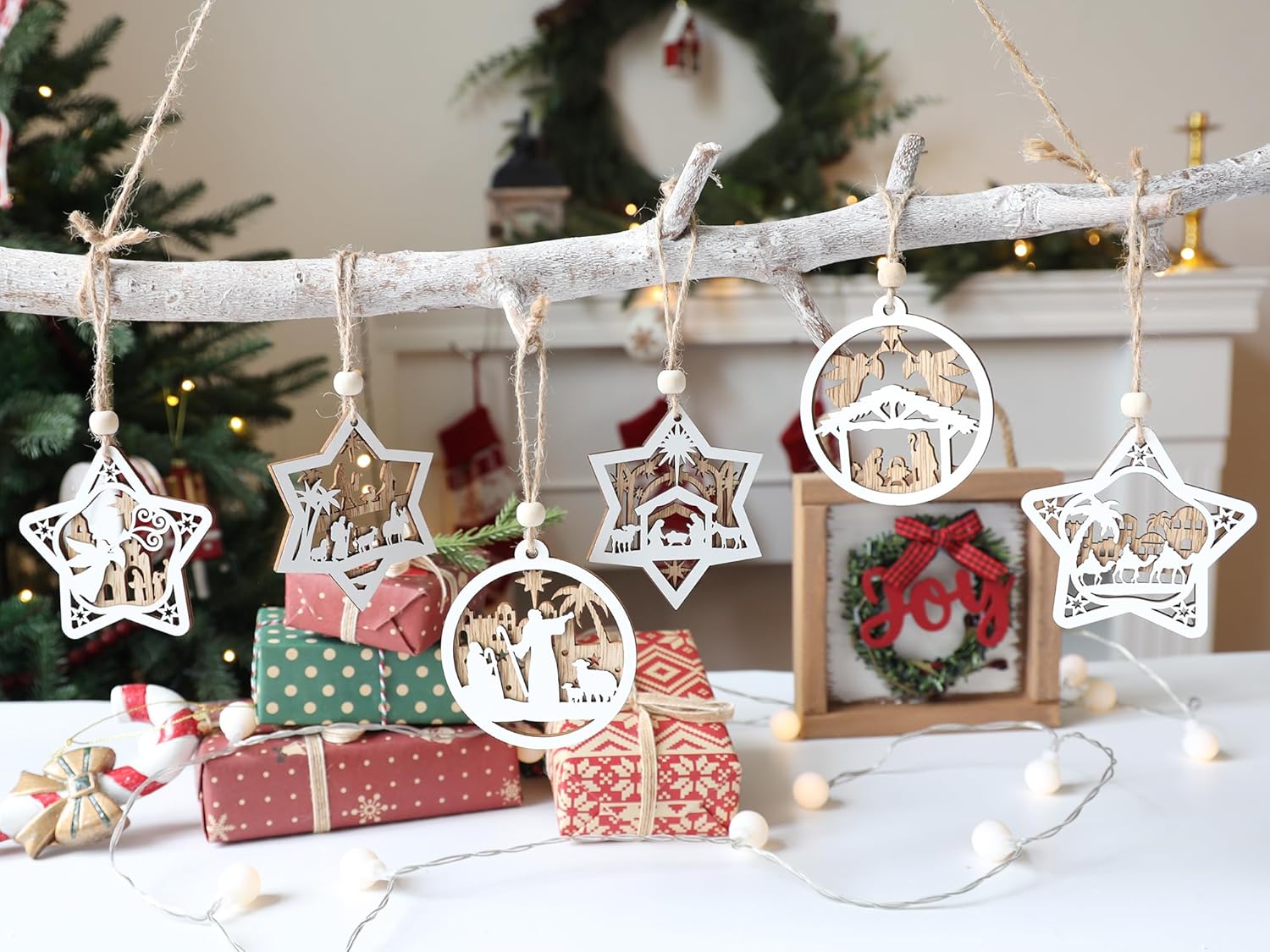 18Pcs Nativity Christmas Tree Ornaments Set, Wooden Nativity Scene Ornament, Religious Gift for Christian Family Christmas Decoration - Image 5