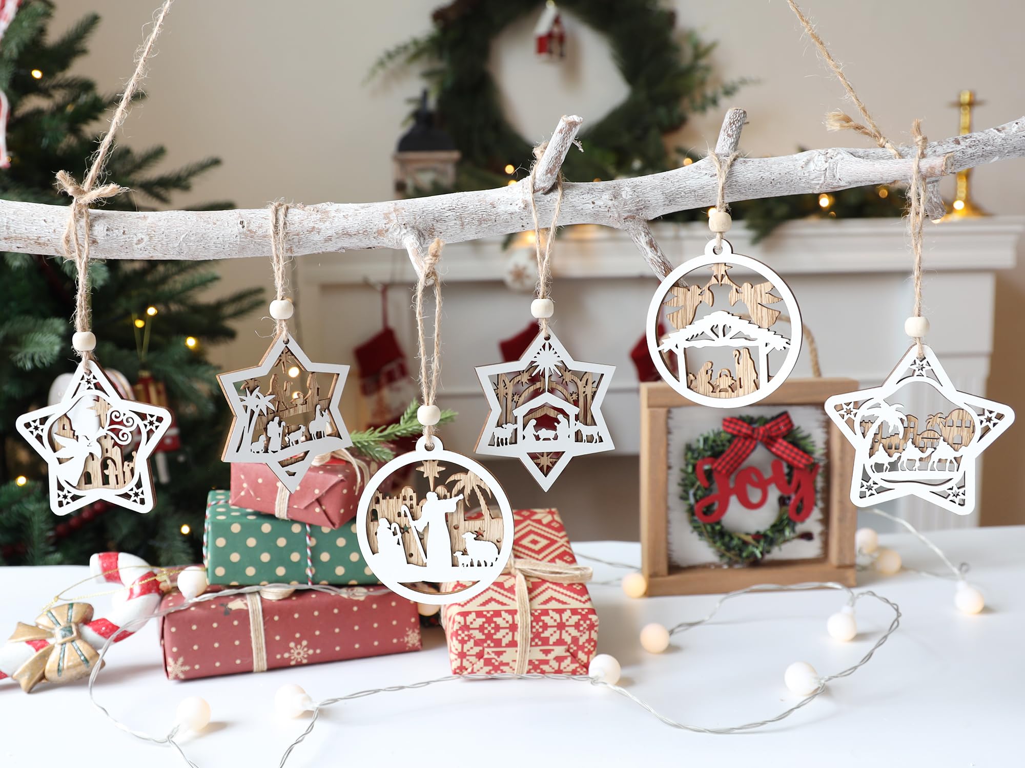 ❤️セメント細工　教会　キリスト教　クリスマスツリー　サンタクロース✨❤️ Amazon.co.jp: キリスト降誕クリスマスツリーオーナメント18個セット