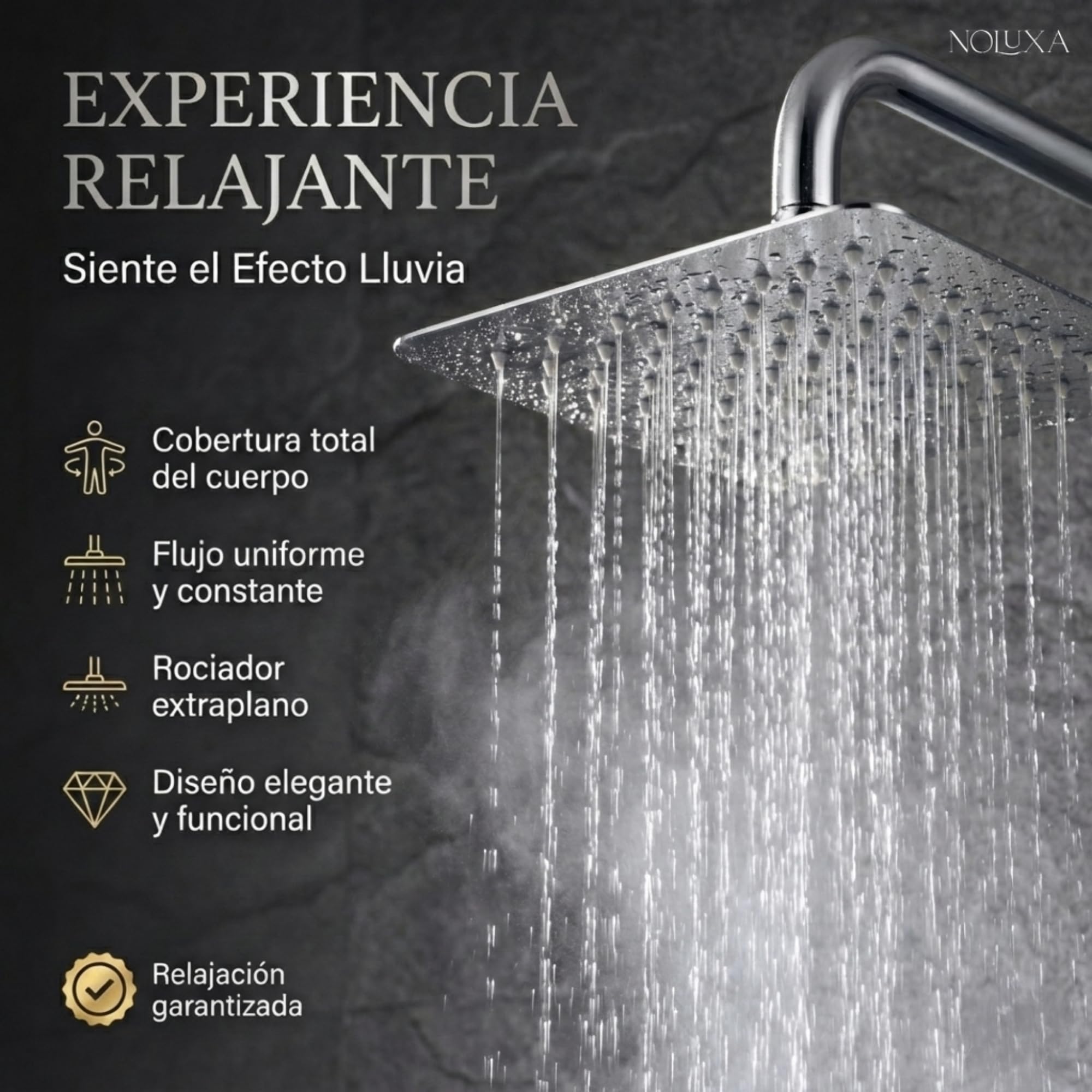 IMEX - Soffione Doccia Effetto Pioggia 30x30cm Cromato | Soffione Quadrato Slim e Anticalcare per Colonna Doccia | Realizzato in Acciaio Inox S.304 | Ricambio Originale IMEX