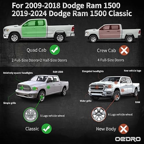 Miniatura 2 de oEdRo Estribos de 6 pulgadas compatibles con Ram 1500 2009-2018 Ram 1500 2019-2023 Classic Quad Cab, escalones laterales mejorados, barras Nerf
