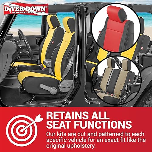 Miniatura 8 de Diver Down Juego de fundas de asiento de neopreno para Jeep JK Wrangler 2007-2018, juego de asientos delanteros y traseros, fundas de asiento
