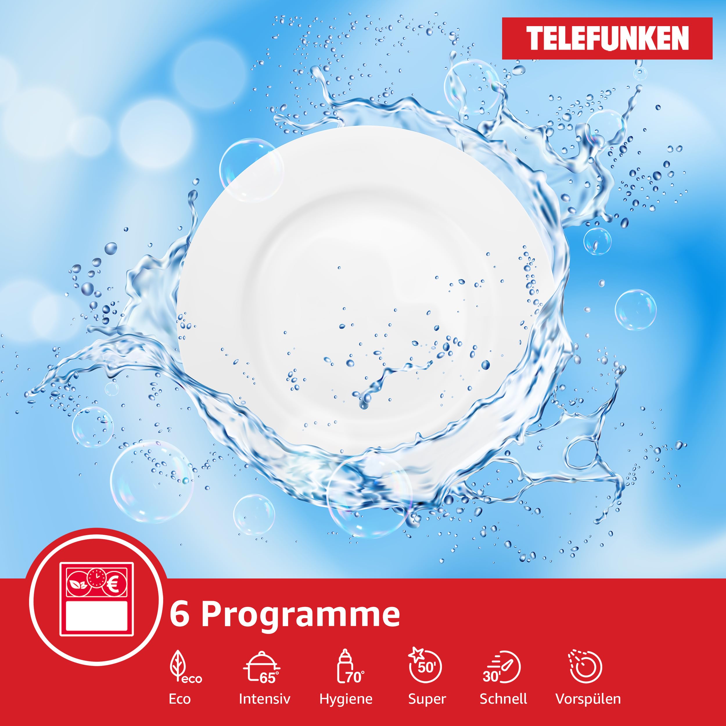 Telefunken Geschirrspüler freistehend 60 cm Silber 12 Maßgedecke 6 Programme AquaStop leise 45 dB
