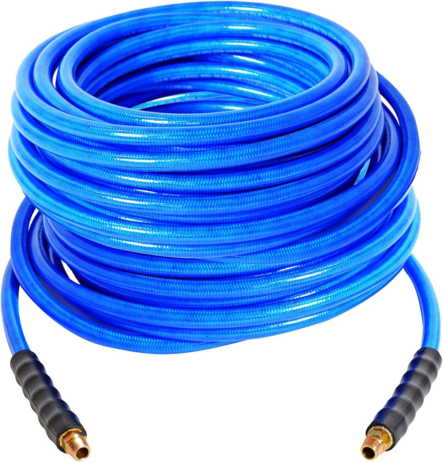 OEM Industries 30142 Carpet Cleaning Hose for Hot and Cold Water Use, Use with Pressure Washers up to 3000 PSI, MNPT Fittings, 1/4 Inch Inner Diameter by 100 Feet, Blue