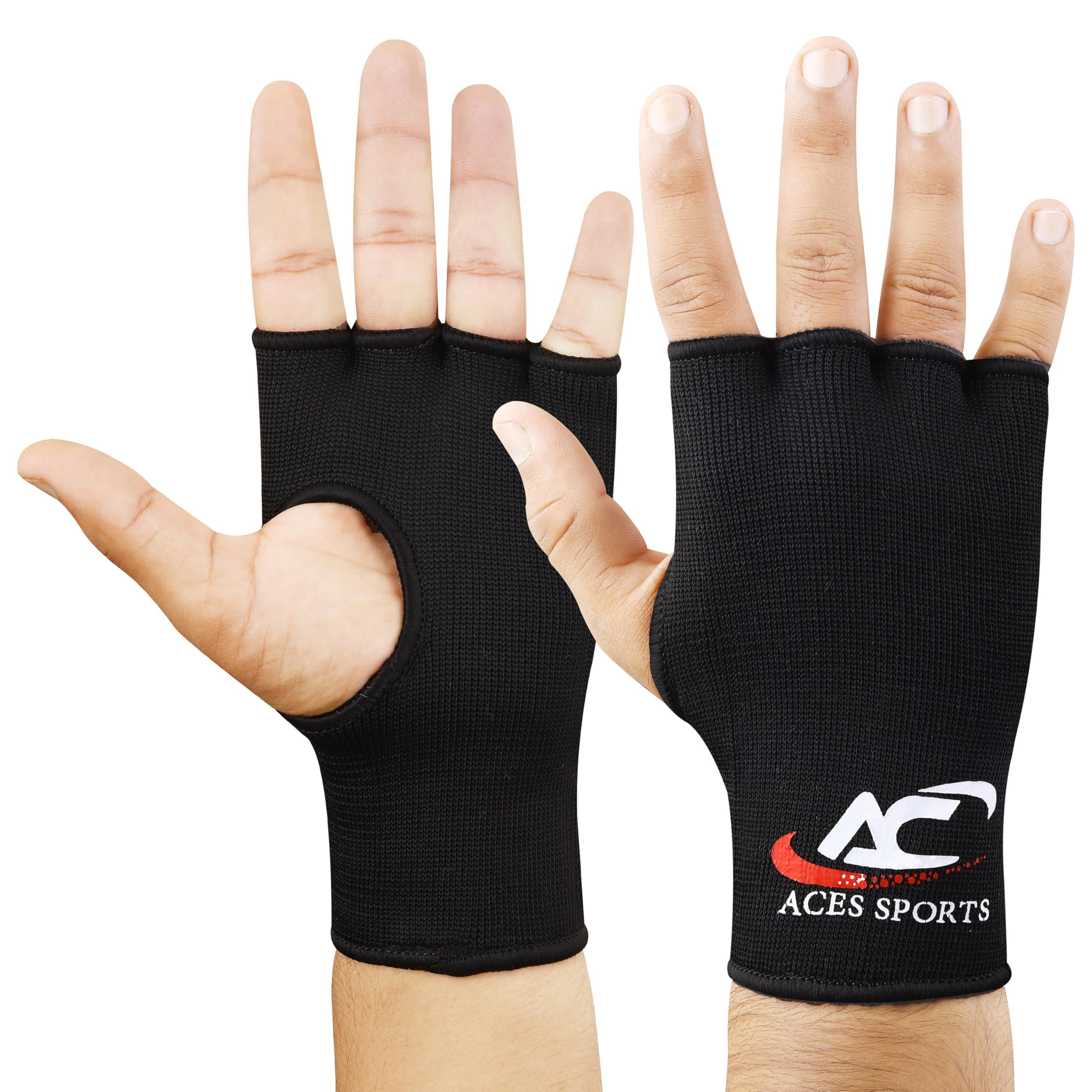 Boxing Inner Gloves, Elasticated, Padded Fist Hand Protection, Muay Thai MMA Martial Arts Punching Speed Bag Training Bandages (M)